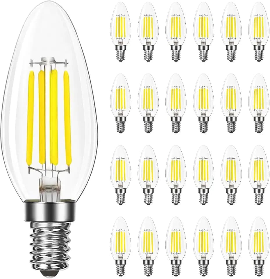 LUXRITE 8W LED Candelabra Bulb, 75W Equivalent, 4000K Cool White (24 Pack)