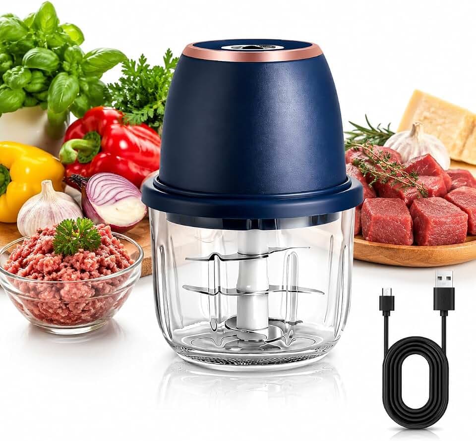 Elektrischer Zerkleinerer 350ml, USB-C, 6 Klingen für Fleisch & Gemüse