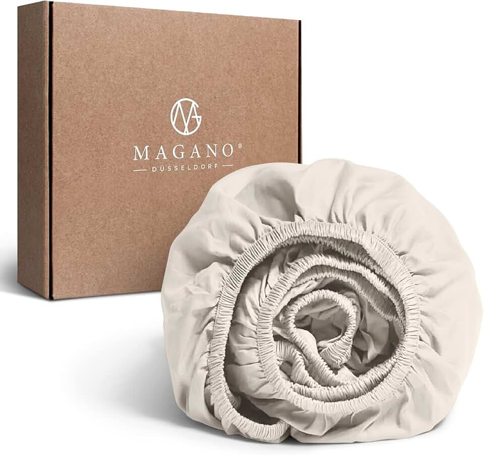 MAGANO® Premium Spannbettlaken 140x200 Beige | Weich & Bügelfrei | Hypoallergen & Atmungsaktiv | Spannbetttuch Bettlaken 140x200cm