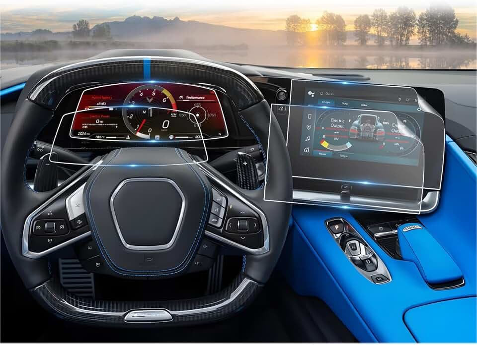 For 2024 2025 Chevy Corvette C8 ZR1 Screen Protector - (4PCS) Nano Film - Corvette 2022 2023 2024 2025 12 Inch Touchscreen & Instrument Accessories