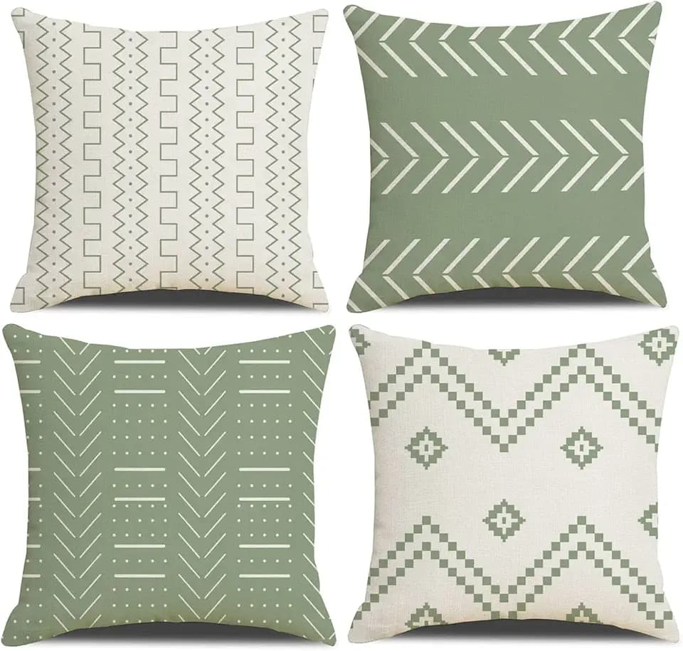 Kissenbezüge, 45 x 45 cm, Bauernhaus-Kissenbezüge, Set mit 4 quadratischen Kissenbezügen für Sofa, Sofa, Stuhl, Schlafzimmer, moderne Dekoration, Zuhause, Büro, Sofa, Couch, Auto, Garten
