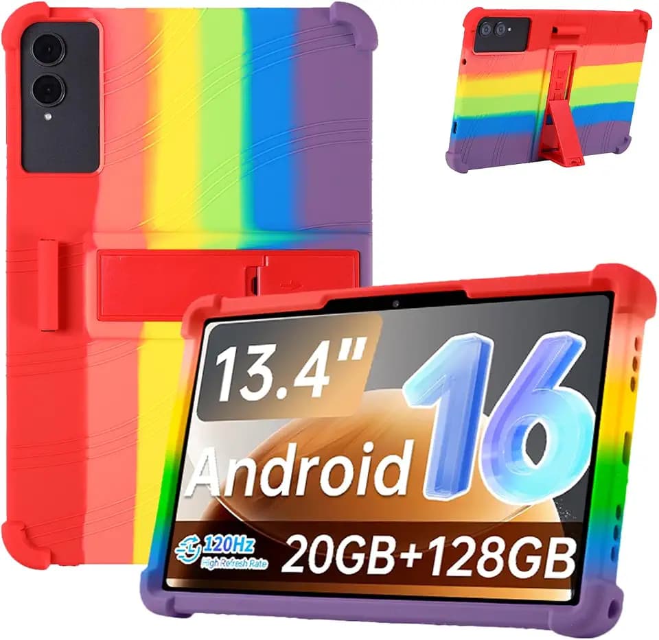 Case for TECLAST T65 13.4-Inch Tablet – Shockproof Silicone Protective Cover with Kickstand, Drop-Resistant Business Style (Rainbow)