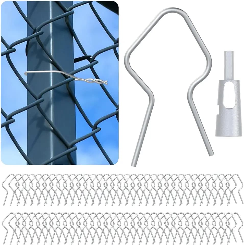 200-Pack T-Post Fence Clips with Free Drill Chuck Tool,Heavy-Duty 11-Gauge Galvanized Steel Wire Ties for T-Posts/U-Posts,Tool-Free,Installation on Farm,Garden & Livestock Fencing (Silver)