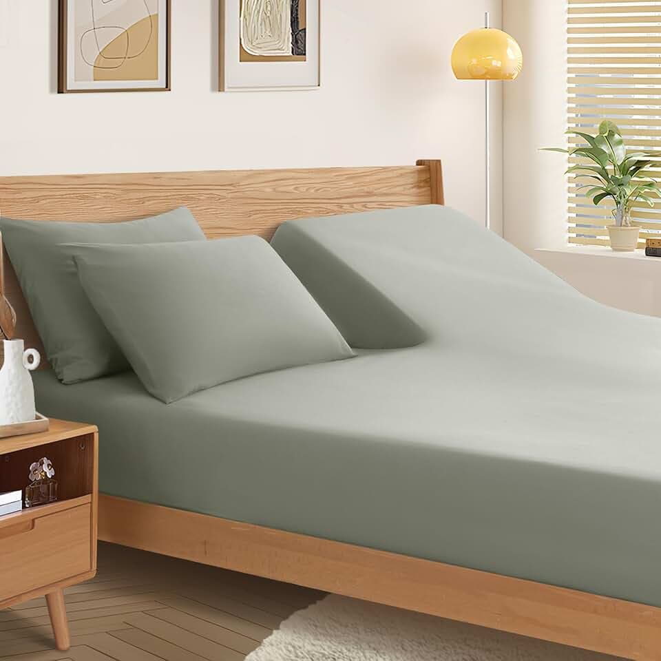 SiinvdaBZX Split Top King Fitted Sheet Only for Adjustable Bed, Light Gray