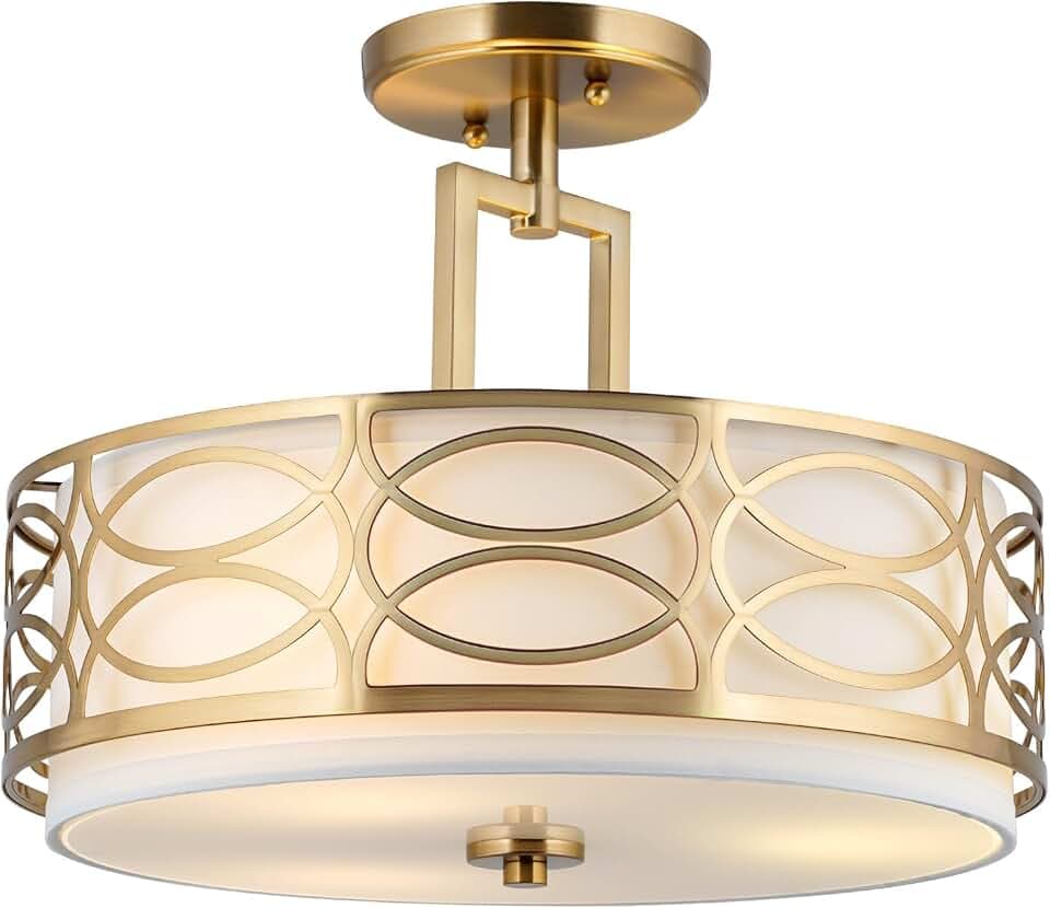 Kira Home Sienna 15" Modern Transitional Lattice 3-Light Semi-Flush Mount