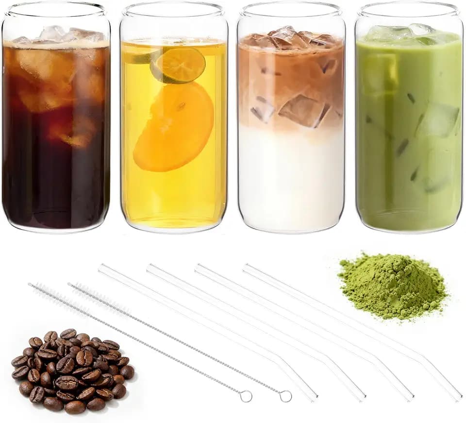 Hejo Trinkgläser Matcha Gläser Set,4 Stück Eiskaffee Latte Macchiato Gläser
