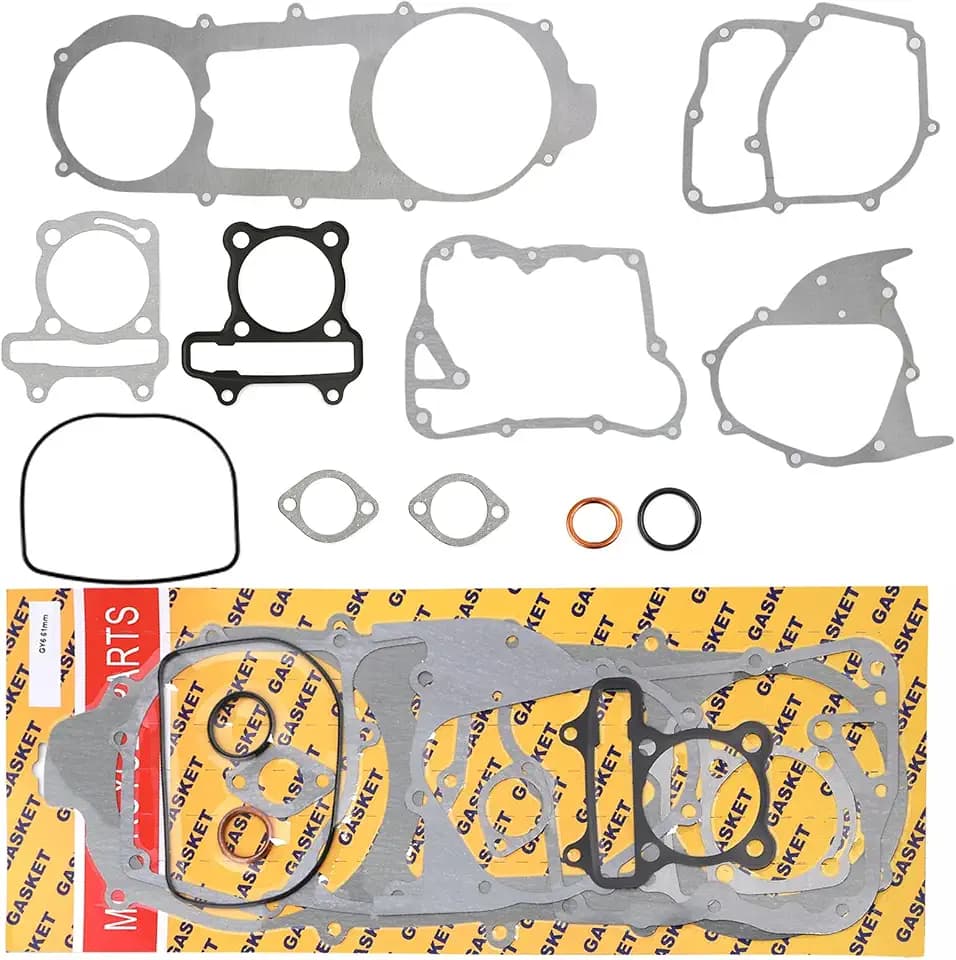 Mokuo GY6 200cc 170CC Complete Long Case Engine Gasket Kit Compatible with Chinese GY6 4-Stroke 152QMI 157QMJ Engine Scooter Moped ATV Go Kart,61mm Cylinder Gasket