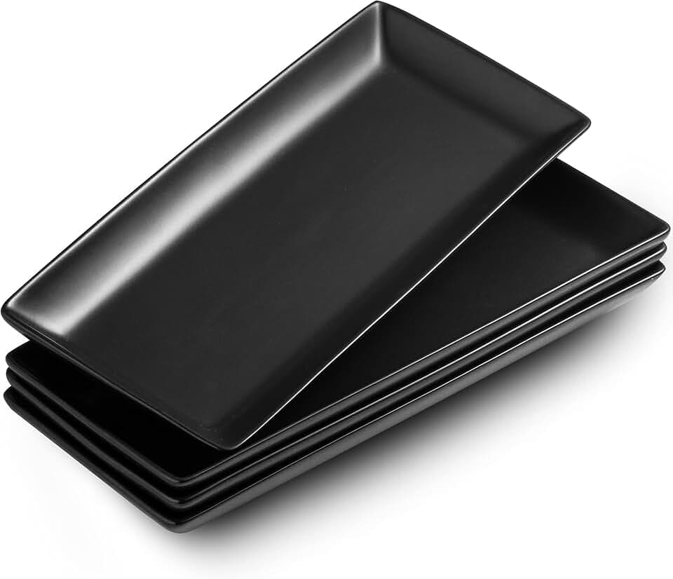 LAUCHUH Serving Platters, Porcelain Rectangular Serving Plates, 14 inches