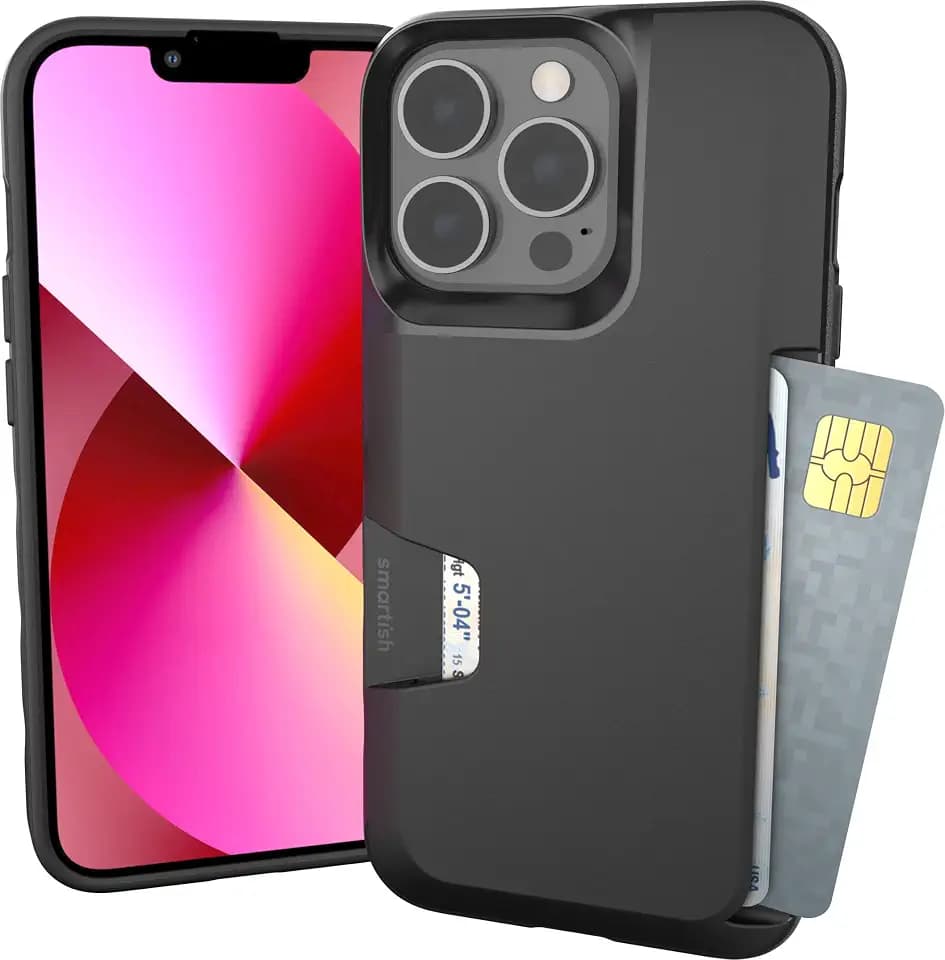 Smartish iPhone 13 Pro Wallet Case, Card Holder, Wallet Slayer Vol 1, Black