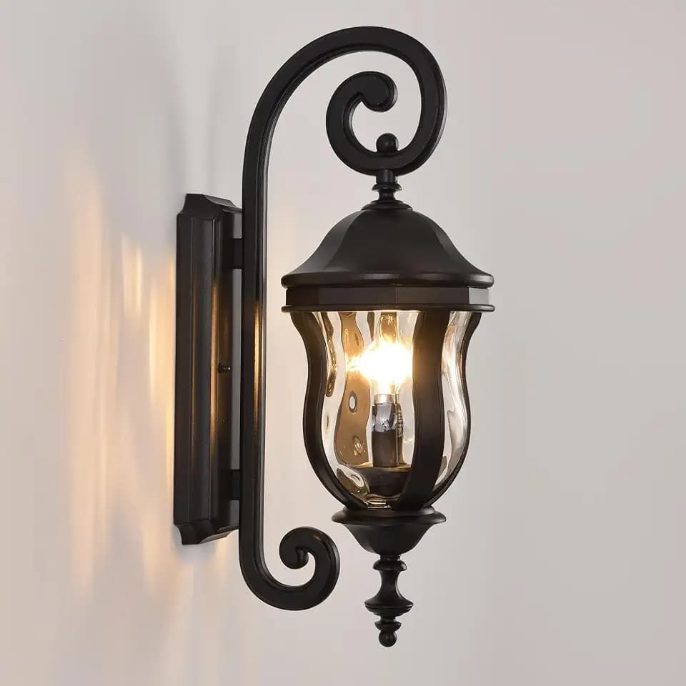 Black Outdoor Wall Sconces, 22.8" Large Exterior Wall Lanterns