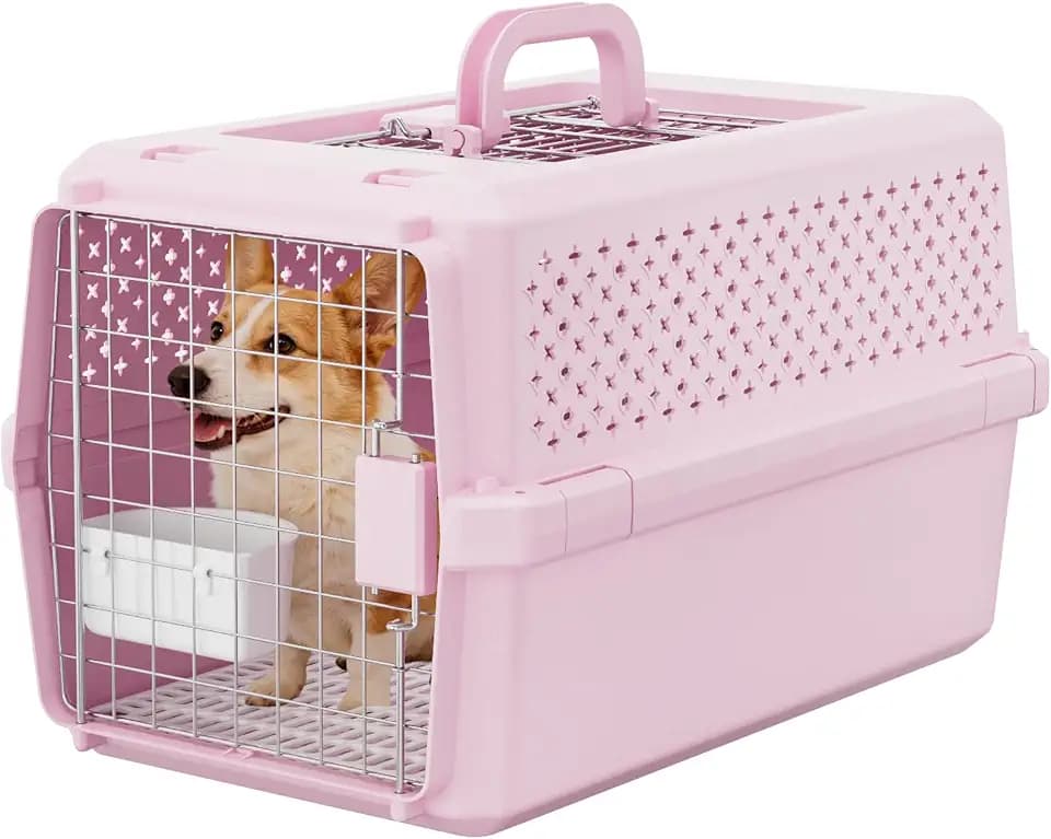 RIZZARI Hard-Sided Pet Carrier: 24" Travel Crate for Medium Dogs & Cats