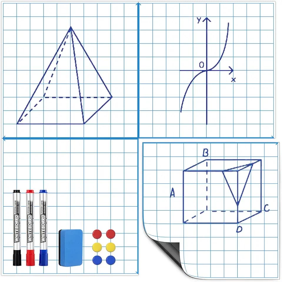 Magnetic Graph Paper for Whiteboard: 4-in-1 Dry Erase Grid XY Coordinate Plane for White Board - 30"x30" Reusable Axis Board with Markers, Magnets, Eraser for Math Teacher Classroom Must Have
