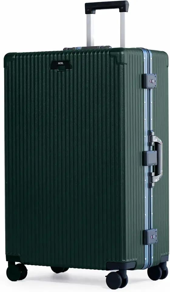 Nobl Travel Zipperless Check in Suitcase - Aluminum Frame, Forest Green