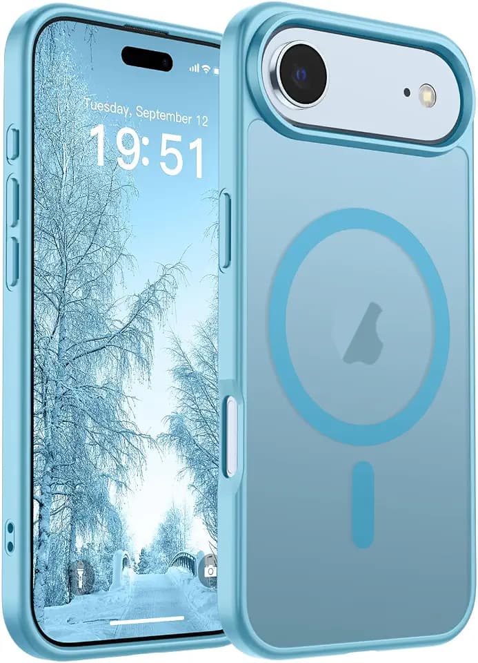 SUPFINE Magnetic for iPhone Air Case (Compatible with MagSafe)(Military Grade Drop Protection) Slim Translucent Matte Shockproof with Anti-Fingerprint Phone Cover for 17 Air,Light Blue