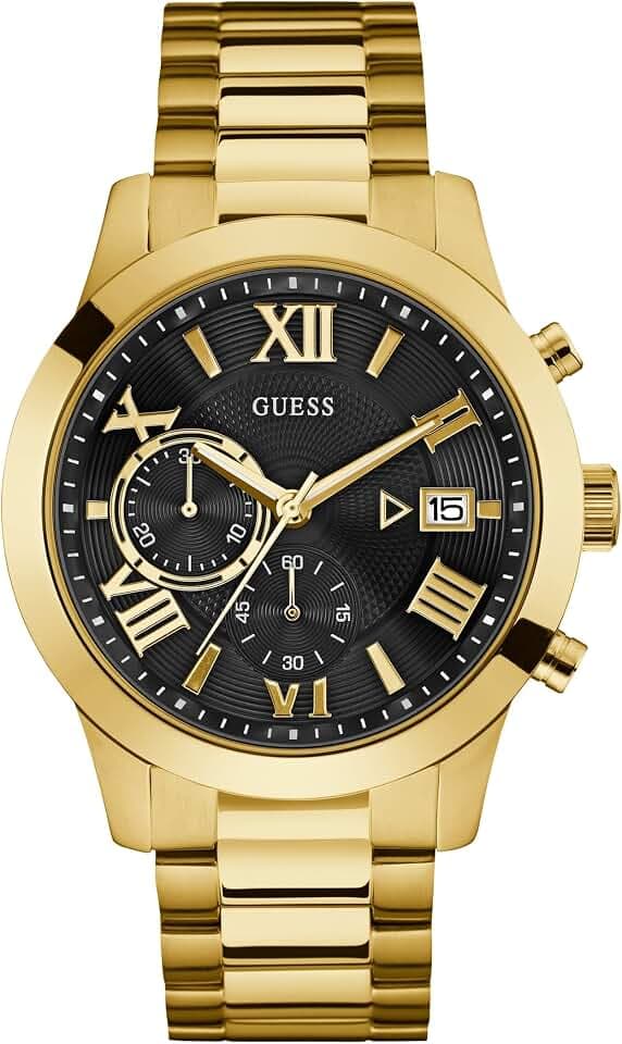 Guess Men's Analog Dress Watch| Stainless Steel Case| 50M Water Resistance