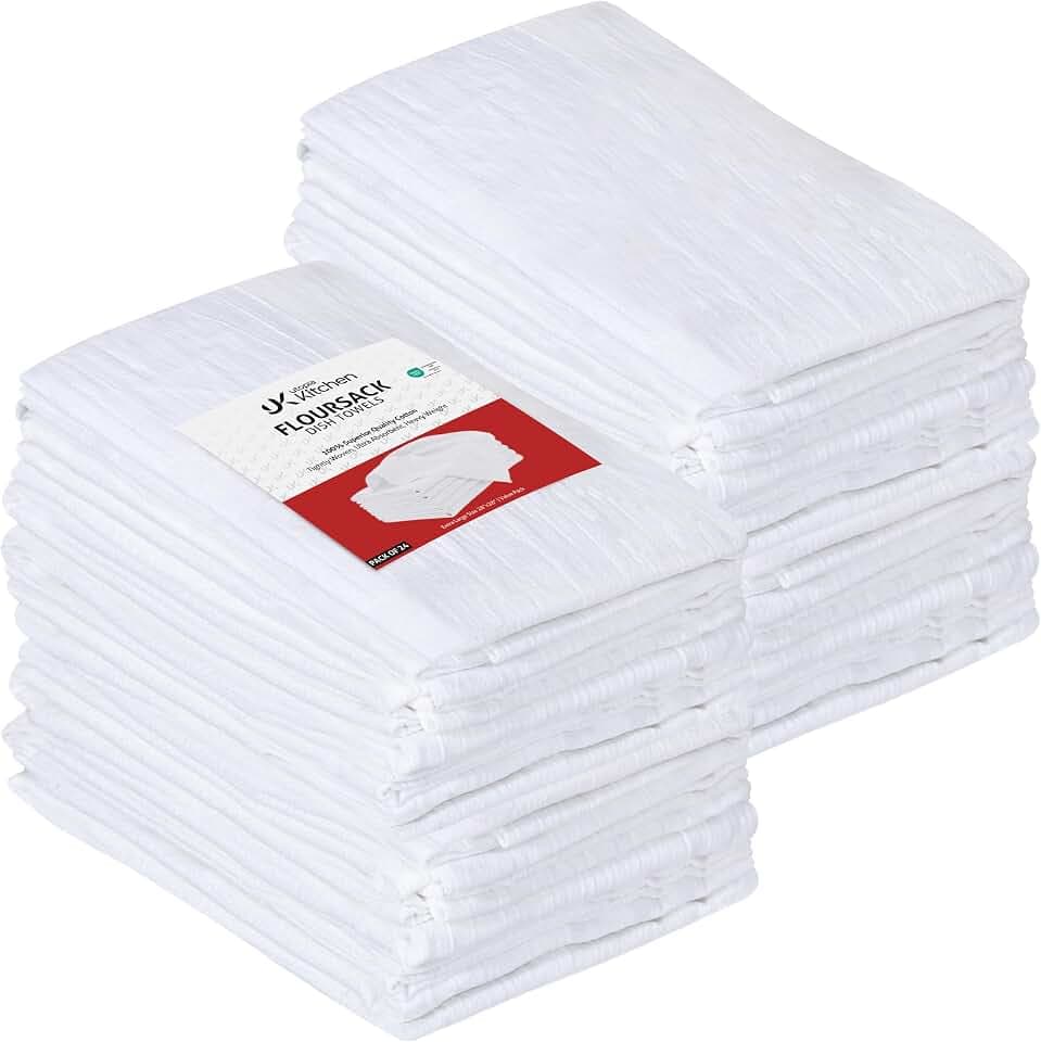 Utopia Kitchen White Flour Sack Towels [24 Pack - 28 x 28 Inch] 100% Cotton