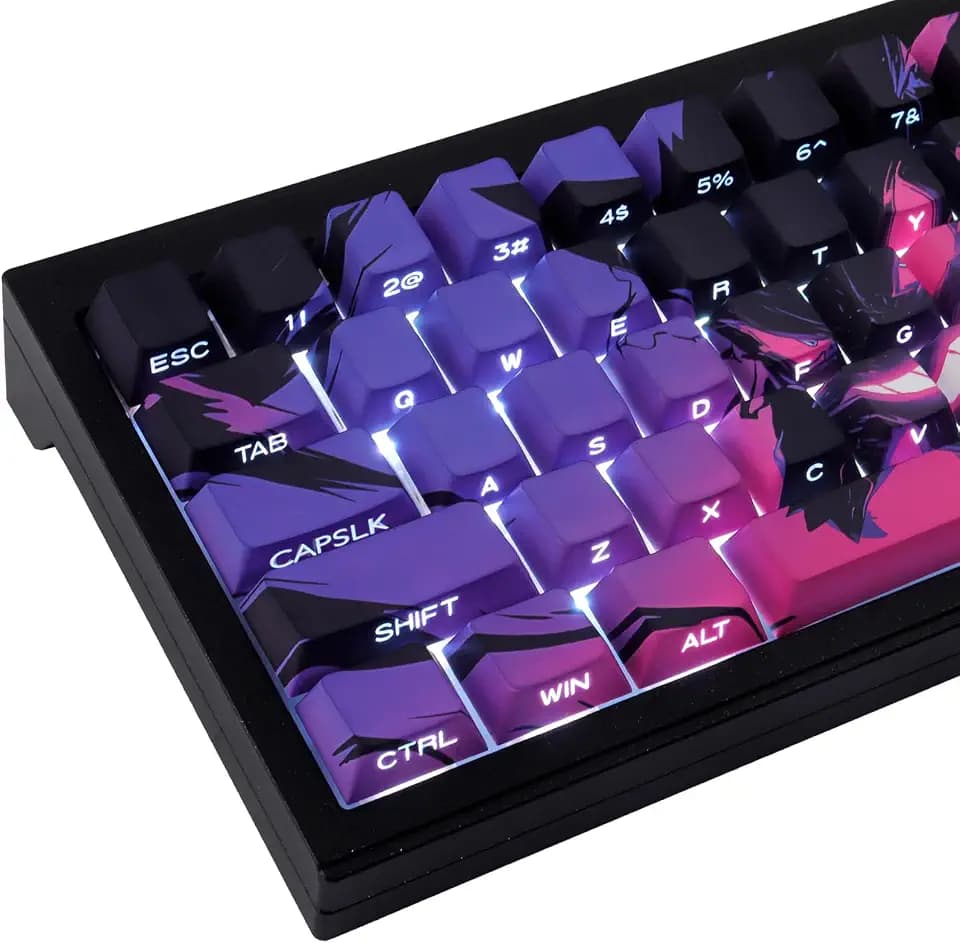 PBT keycaps, 131 Keys Double Shot Keycaps Side Engraved Transparent Keycap Set Cherry Profile Backlit Keycap for Cherry MX Switch Mechanical Keyboard