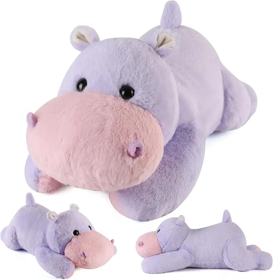 meowtastic Hippo Weighted Stuffed Animals, Plush Pillow for Kids