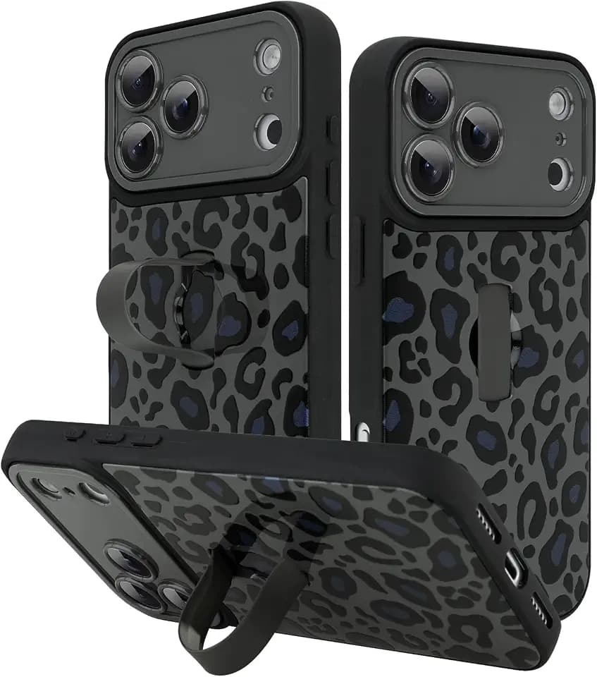 KANGHAR for iPhone 17 Pro Case Black Leopard Print Pattern Cute Cheetah