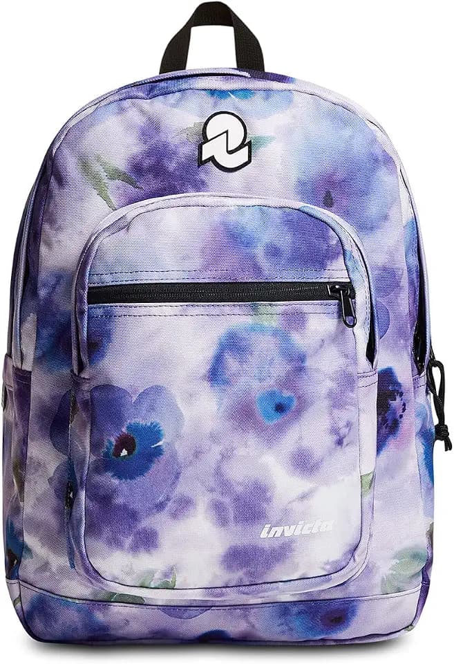 Invicta Rucksack aus nachhaltigem Stoff, Backpack mit Trinkflaschenfach, Laptopfach, Extra Platz - 38 LT - Unisex, für Schule, Sport und Freizeit, italienisches Design, violett, JELEK