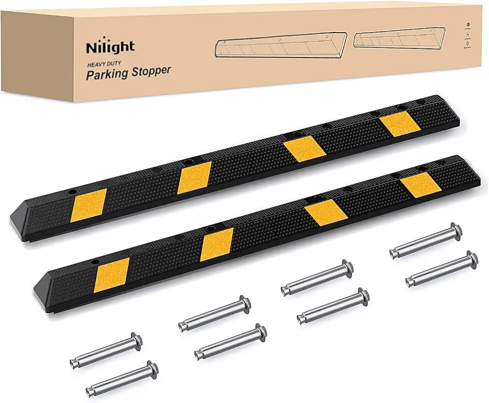 Nilight 72-Inch Parking Curb with Reflective Strips, 2-Pack
