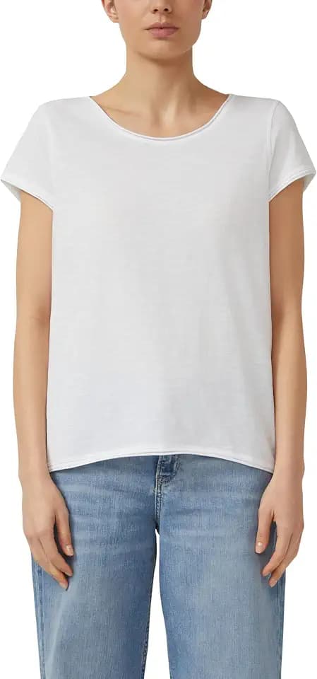 s.Oliver T-Shirt mit Rollkanten und Flammgarnstruktur