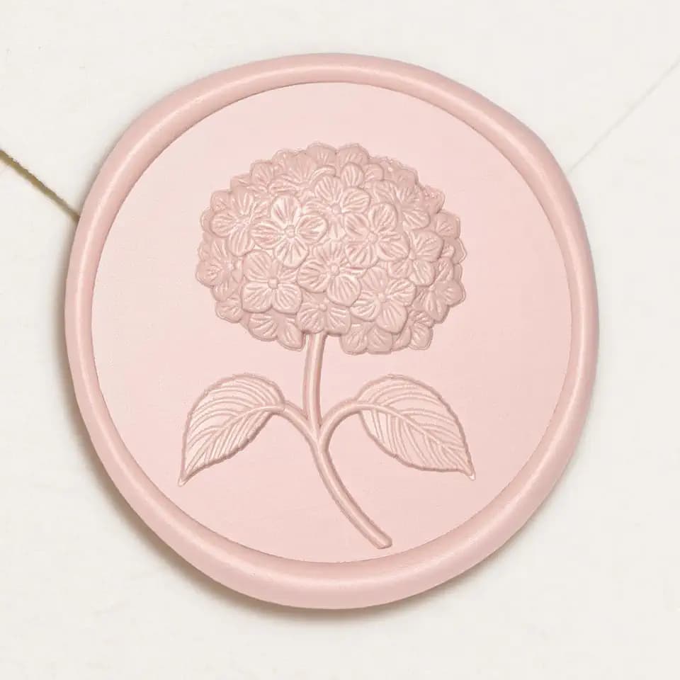 UNIQOOO Wax Seal Stickers - 3D Hydrangea Floral Wedding Invitation Envelope Seal Stickers, 50 Pcs Self- Adhesive Flower Blush Pink Stickers, Perfect for Invitation, Christmas, Gift Wrapping