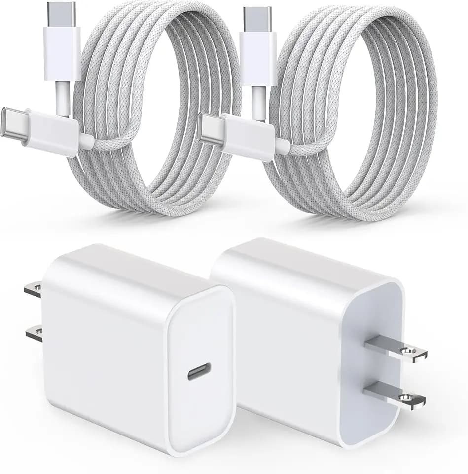 iPhone 17 16 15 Charger Fast Charging, 20W Type C Charger USB C Charger Block iPhone 17 16 Charger with 2Pack USB C to USB-C Cable for iPhone 17/17 Pro/17 ProMax/16 Plus/16/15 ProMax/iPad Pro/AirPods