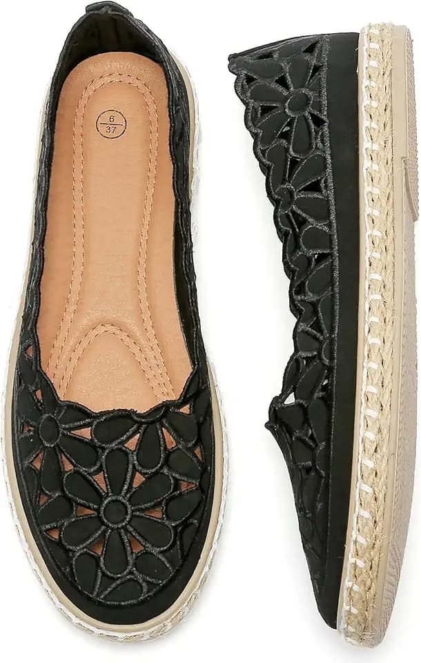HEAWISH Women's PU Leather Ballet Flats Espadrille Loafers
