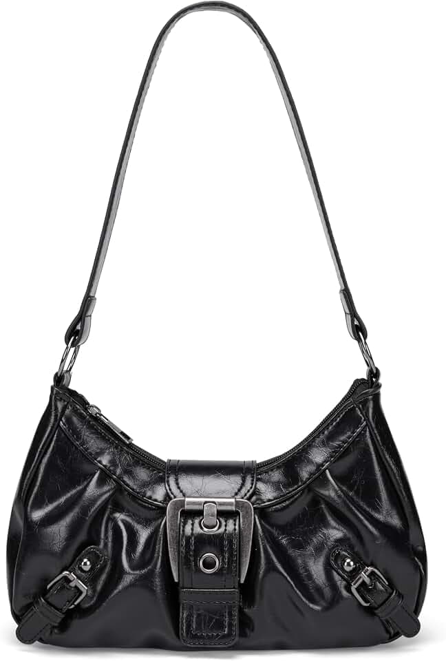 Kleine Punk Umhängetasche für Damen, Y2K Punk Style Hobo Bag Soft PU Leder Handtasche für den täglichen Gebrauch