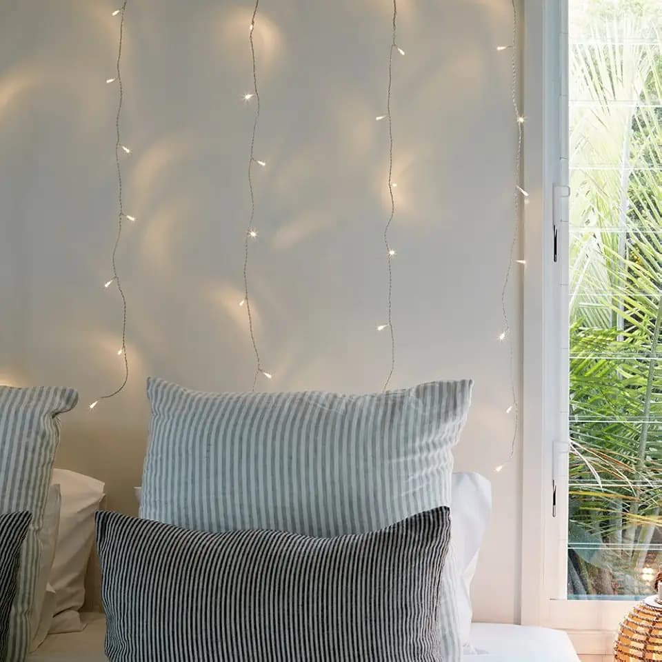 Lights4fun 40er LED Lichtervorhang warmweiß 1m x 1m 31V Fenster Weihnachten Deko Weihnachtsdeko Lichterkette Strom Fensterbeleuchtung Weihnachten
