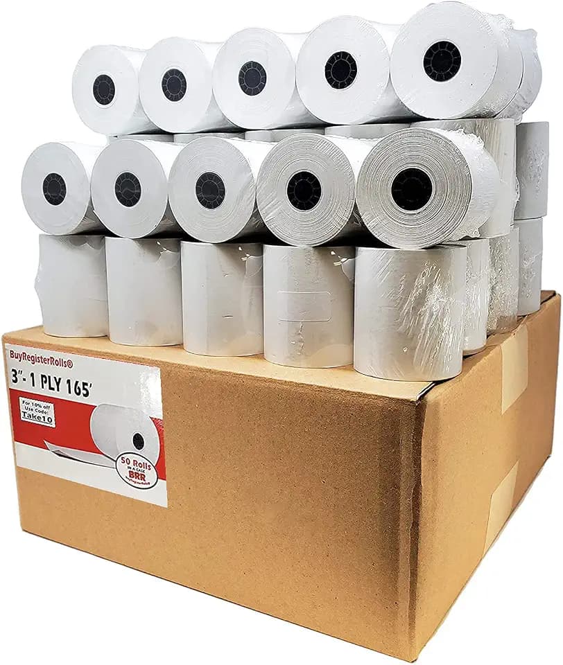 Star SP700 Kitchen Printer Paper (50 Rolls) 3" x 165' 1 Ply Bond (Non -Thermal) Receipt Paper POS Cash Register Paper for TMU200 SRP275 from BuyRegisterRolls