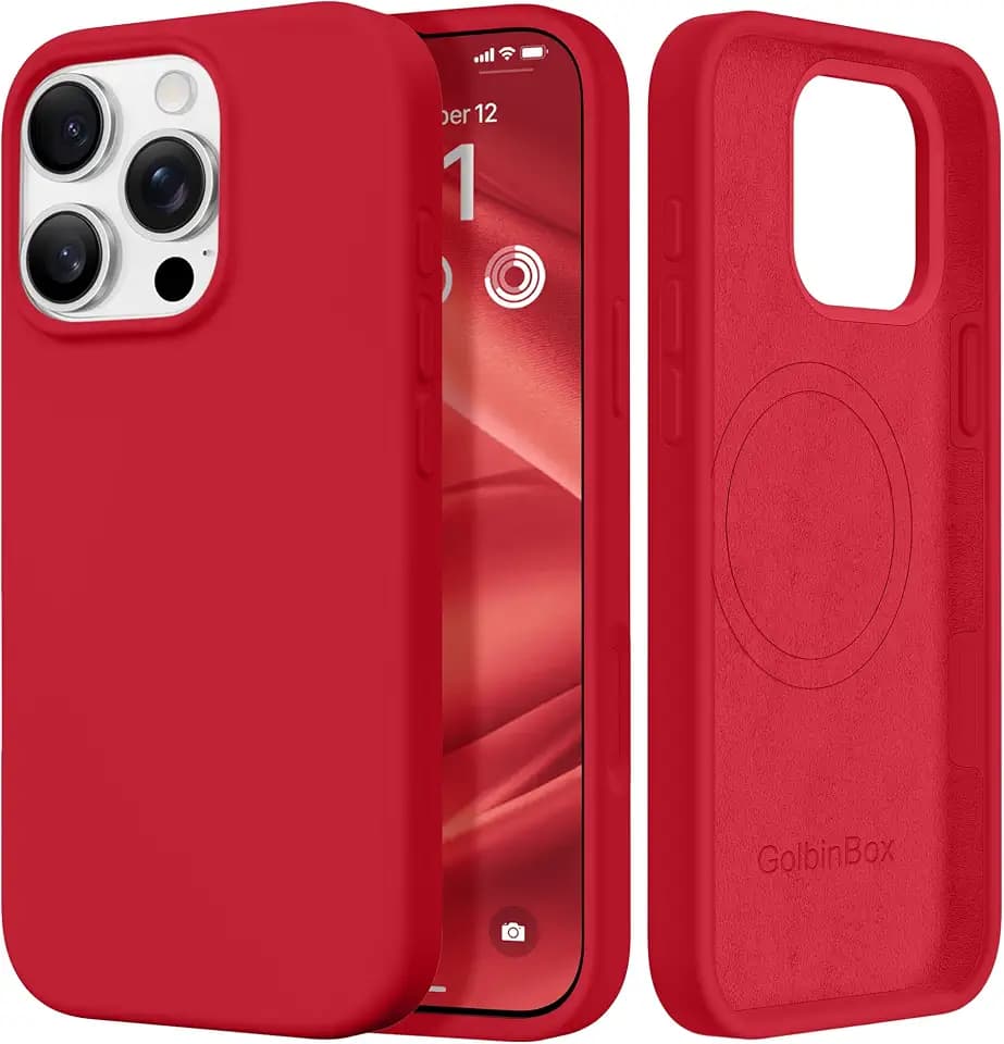 GolbinBox Magnetic for iPhone 16 Pro Case, Silicone Cover, Red