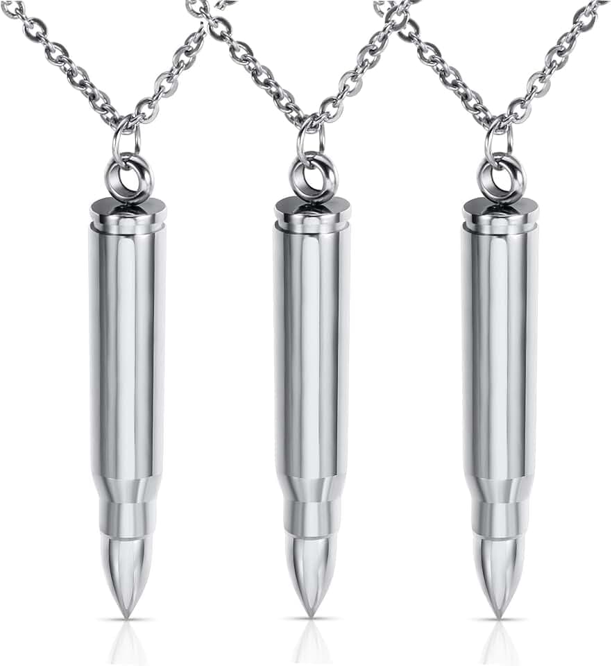 Vanski 3PCS Personalized Stainless Steel Bullet Urn Necklace Ashes Necklace