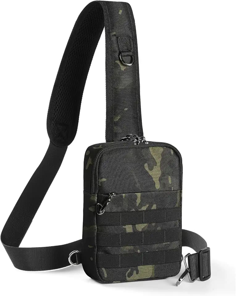 Sling Bag, Tactical Anti Theft Crossbody Bag with Zipper Lock RFID EDC Small Chest Bags for Men Women(Camouflage)