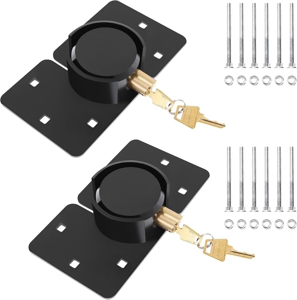 IRONWALLS Keyed Alike Puck Locks with Hasp 2-Pack,Hidden Shackle Padlocks