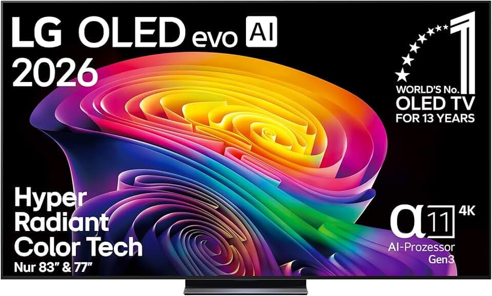 LG OLED65C6ELB TV 65 Zoll (165 cm) 4K OLED evo AI TV (α11 Gen3 4K AI Prozessor, webOS 26, 120Hz (VRR bis zu 165Hz)) [Modelljahr 2026] [Energieklasse F]