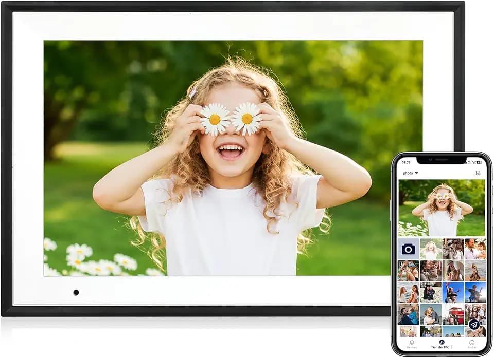 Digital Picture Frame 10.1 Inch Digital Photo Frame 32GB Storage, WiFi Picture Frame with1280x800 IPS Touch Screen, Auto-Rotate Photo Frame Share Your Photos and Videos via AiMOR App, Black