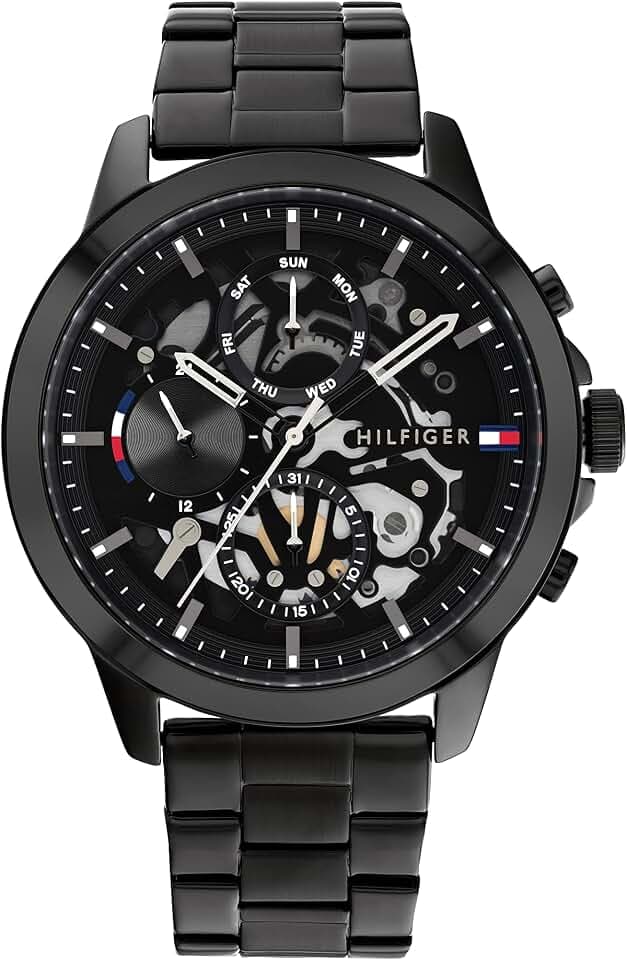 Tommy Hilfiger Analoge Multifunktions-Quarzuhr für Herren mit Edelstahl- oder Lederarmband