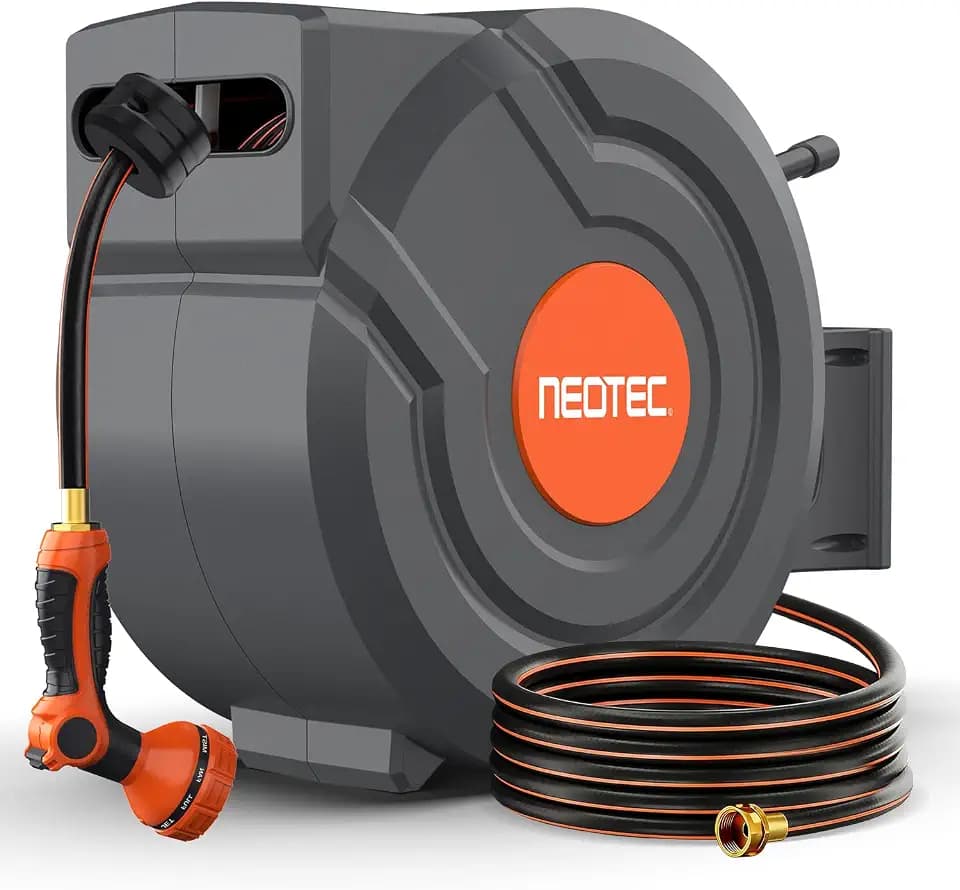 5/8 in 115 ft Retractable Garden Hose Reel with 9-Pattern Sprayer Nozzle