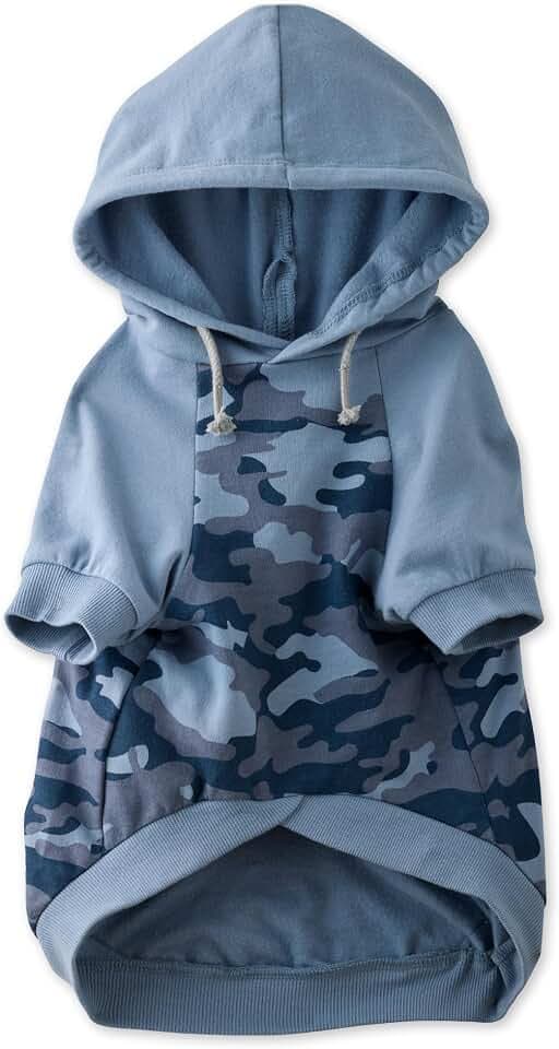 Pet Passion Rocky – The Original Lightweight Hooded Tee 100% Organic Cotton Dog Hoodie Pet Coat Sweater for All Sized Dogs, Original Navy Half Camo, Medium (20-45 lbs)