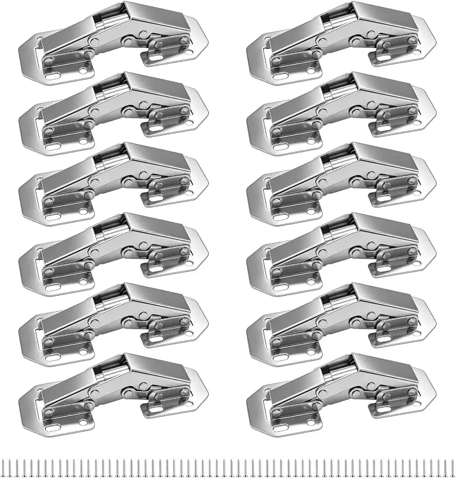12 Stück Türscharniere, 90° Softclose Scharniere für Schranktüren, Kein Vorbohren Schrankscharnier, Möbelscharnier mit Dämpfer für Küchenschrank Kleiderschrank Scharnier