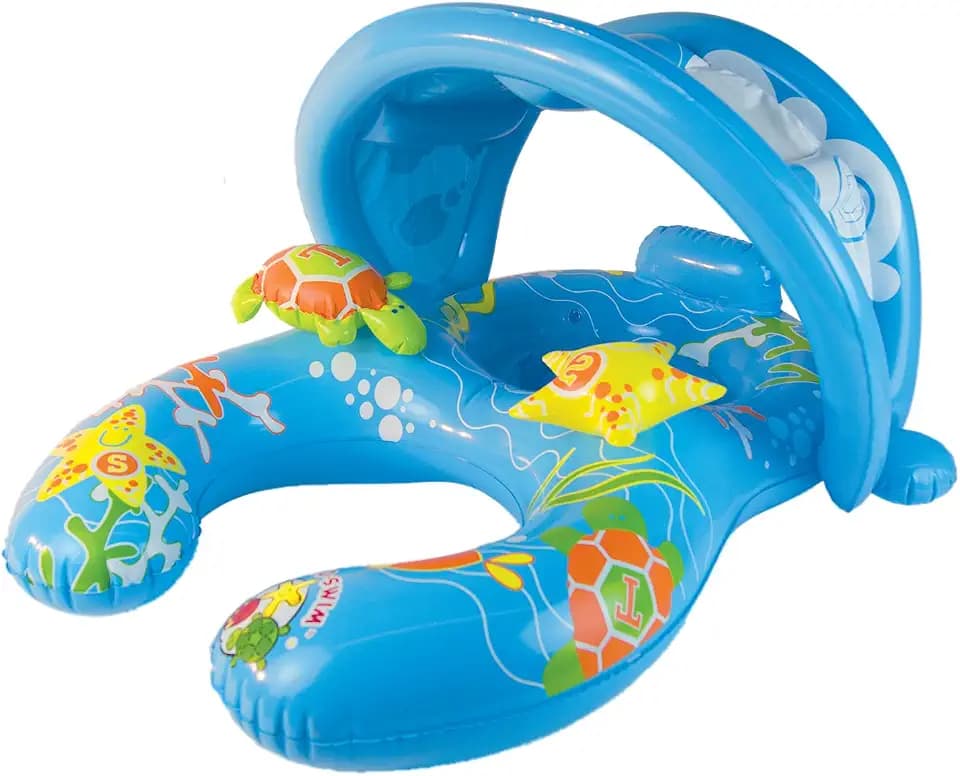 Poolmaster Mommy & Me Baby Pool Float with Sun Shade, Ages 8-24 Months