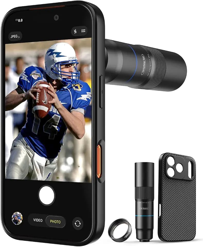 HD 10X Telephoto Lens & 200mm Macro Lens, 2-in-1 Aluminum Phone Camera Lens Kit with 17mm Lens Thread Interface Mobile Phone case. Phone Lens Attachment Fit for iPhone 17 Pro