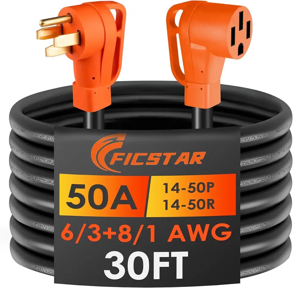 30FT 50 Amp RV Extension Cord Outdoor, NEMA 14-50P to 14-50R