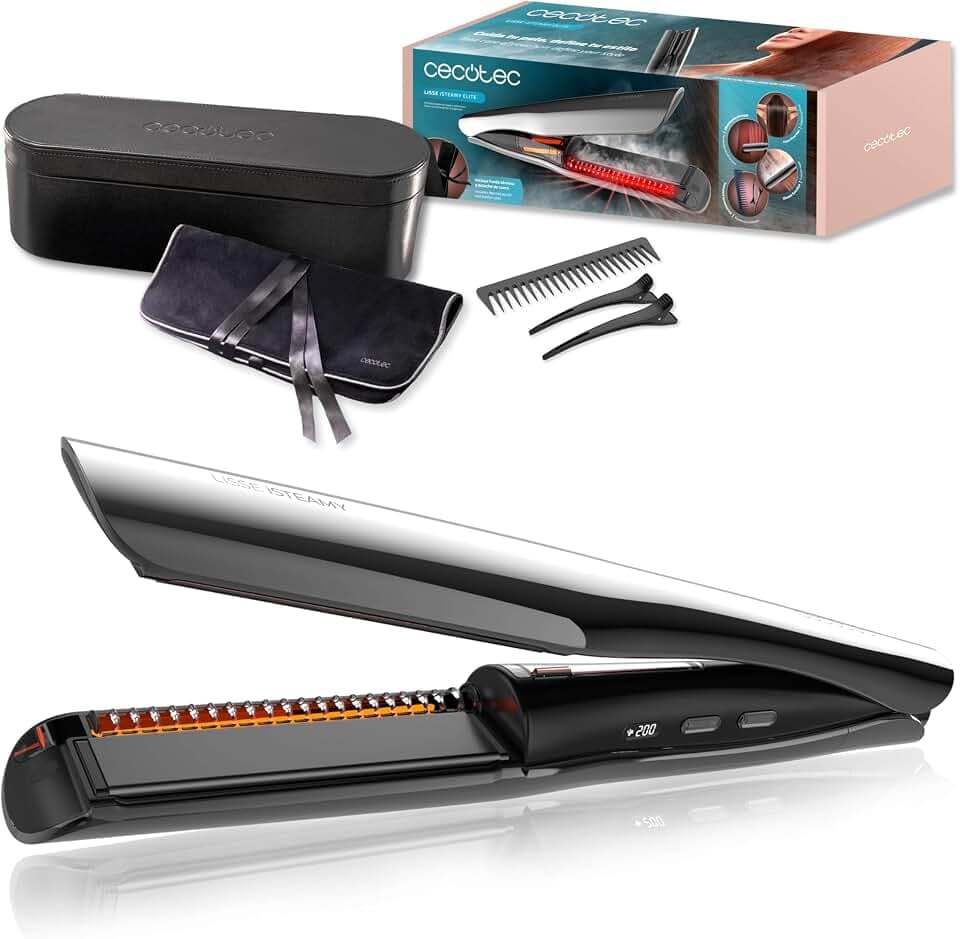 Cecotec Schmales Glätteisen mit Kabel Lisse ISteamy Elite, Keratin