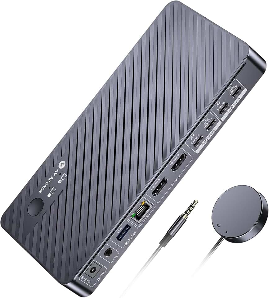 AV Access KVM Switch Docking Station 2 Monitors 2 Laptops, 4K Dual Display