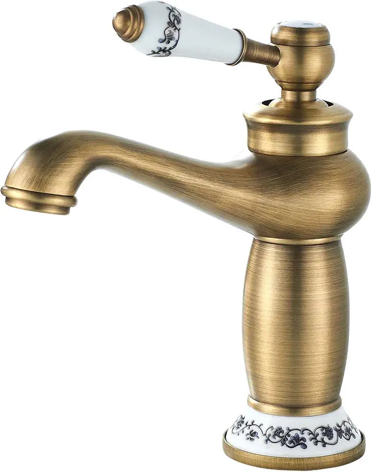 Namuoto Wasserhahn Bad Antikes Messing, Waschtischarmatur Retro Bronze