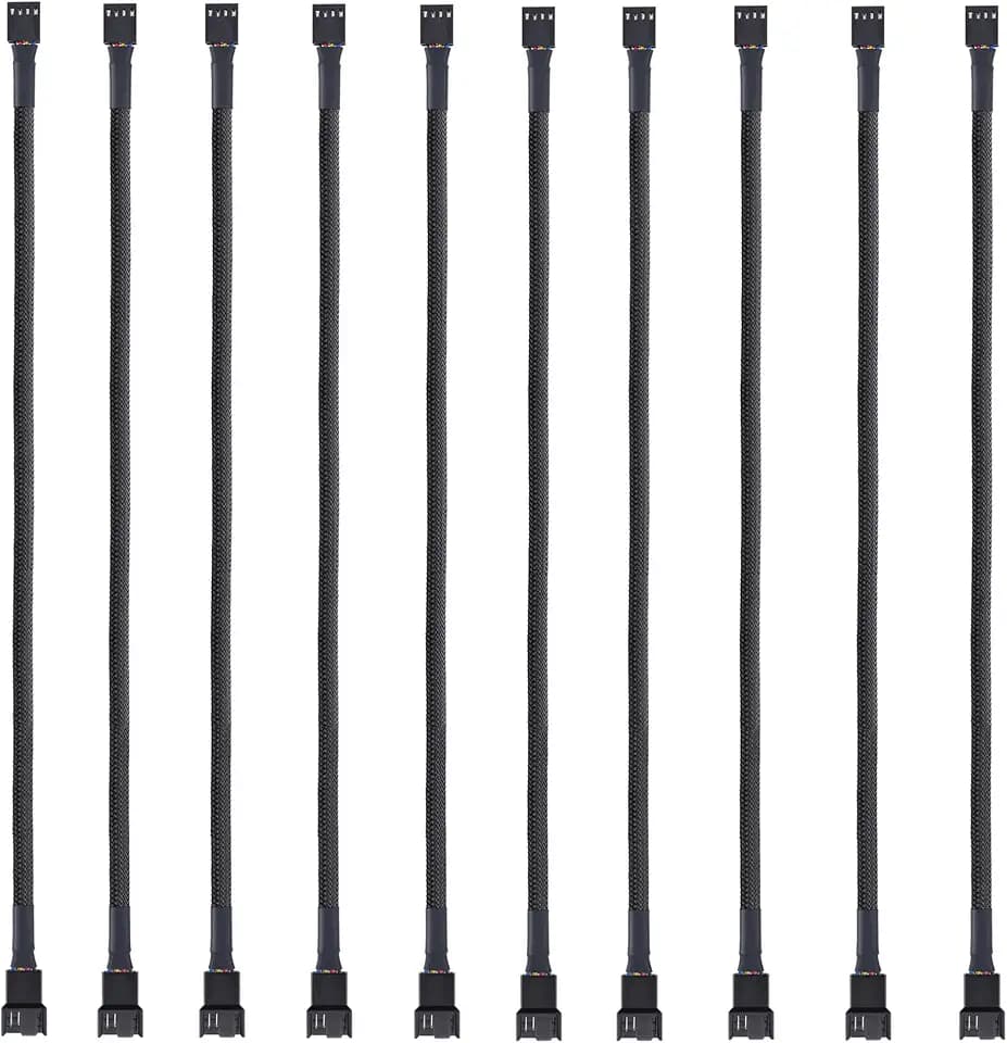 (10 Pack, 10.5 inches 4-Pin Clooling Fan Splitter Cable, Adapter Computer PC Fans Power Extension Cable Desktop Computer ATX Case 4 Pin 3 Pin PWM Fan Cable, with Sleeved Braided
