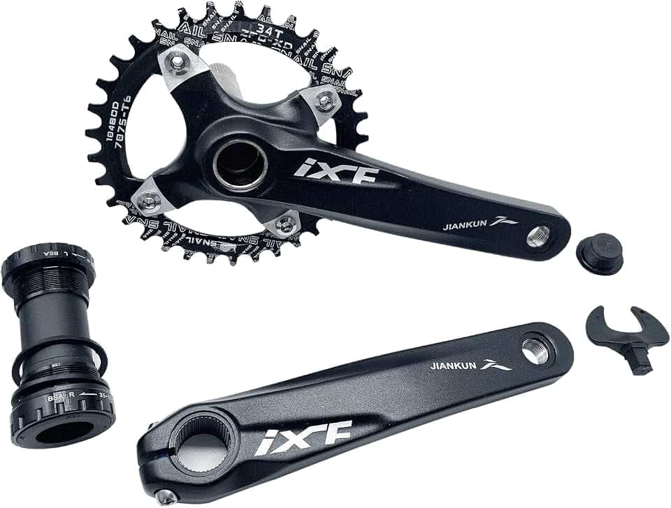 PLATTBK MTB 170 mm Kurbelgarnitur mit 104 BCD 32T/34T/36T/38T Kettenblatt, Kurbelgarnituren Single Speed ​​Runde Kettenblatt für Mountainbike